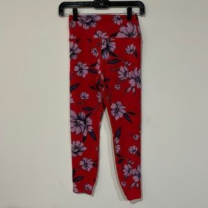 Spiritual Gangster red floral leggings sz s 25” inseam thicker feel